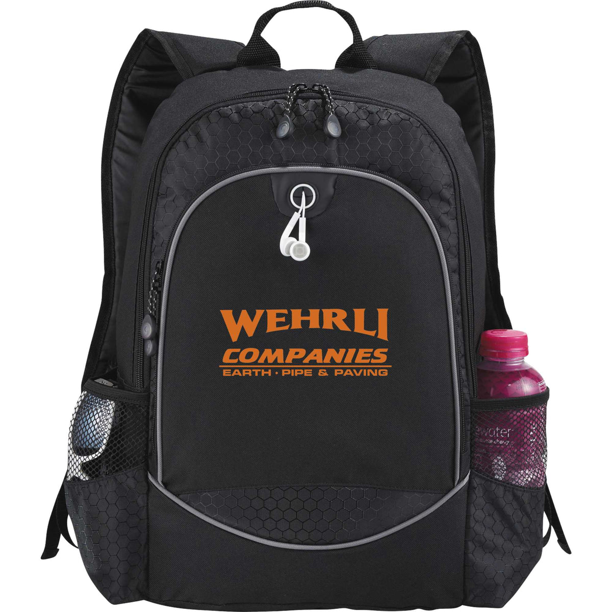 Hive Laptop Backpack with Earbud Port, 15 Inch Transfer - Black - Front 2