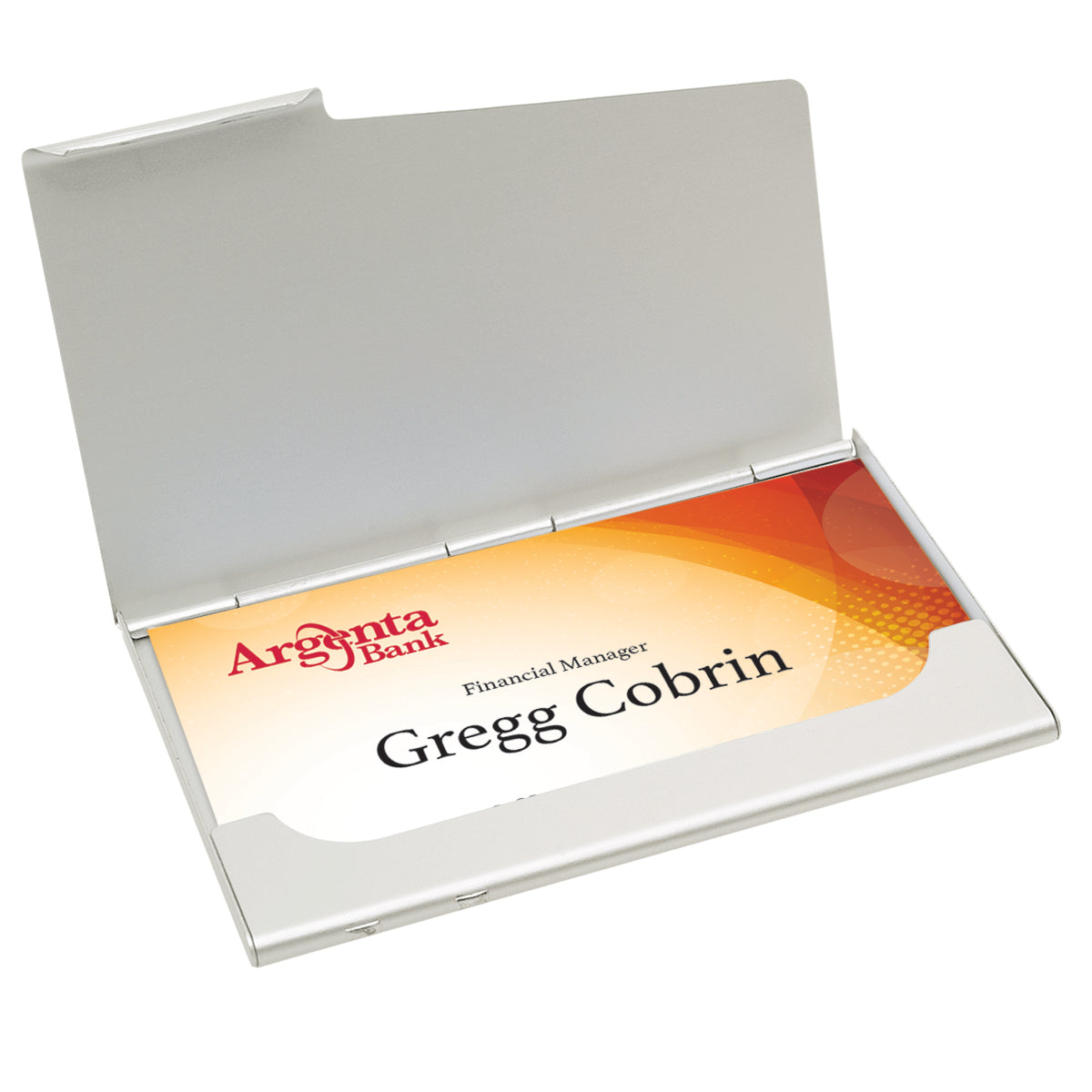 Holder for Business Cards - Silver - Open