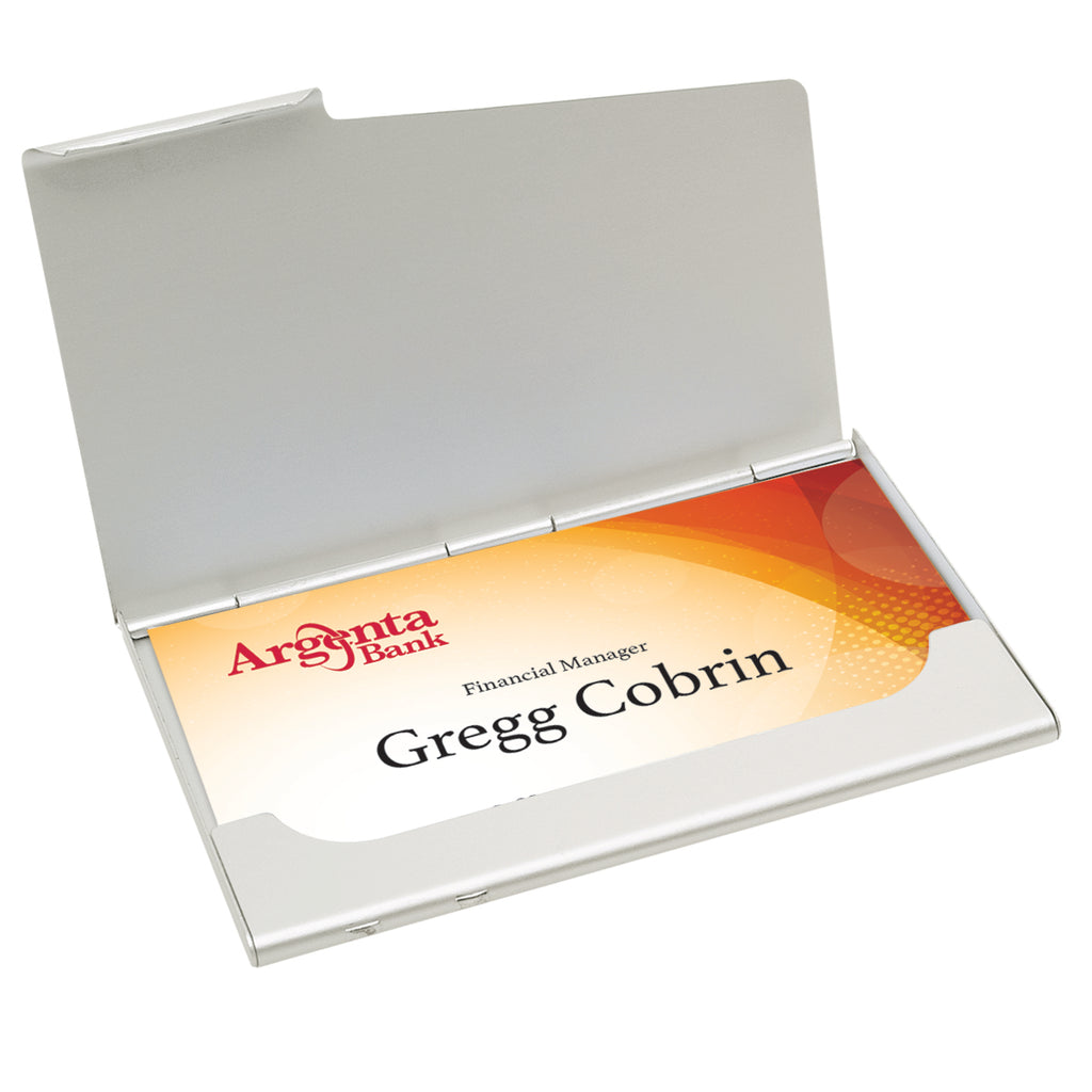 Holder for Business Cards - Silver - Open