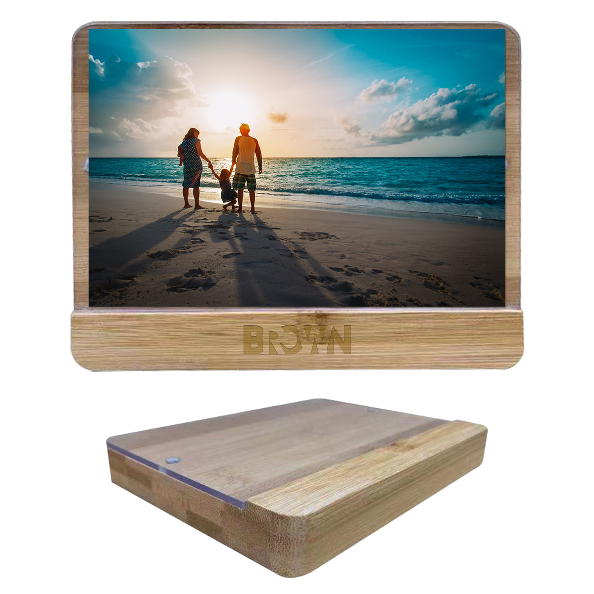 Holliston Bamboo Photo Frame, 4 x 6 Inches - Natural - Laser