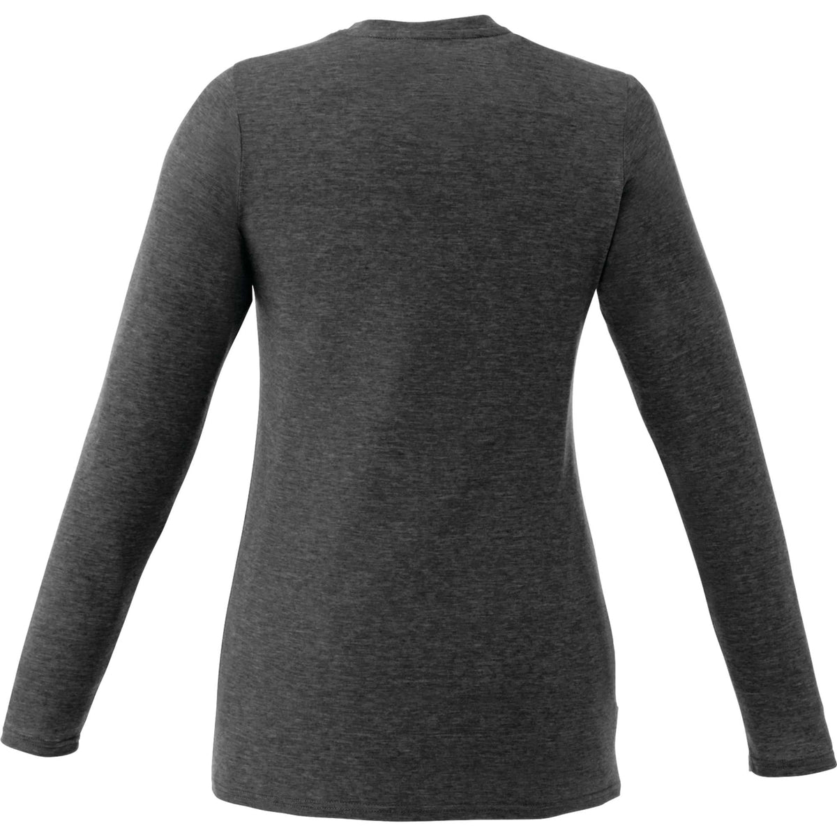 Holt Heathered Long Sleeve Crew Tee for Women Embroidery - Heather Dark Charcoal - Back Flat