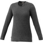 Holt Heathered Long Sleeve Crew Tee for Women Embroidery - Heather Dark Charcoal - Front Flat