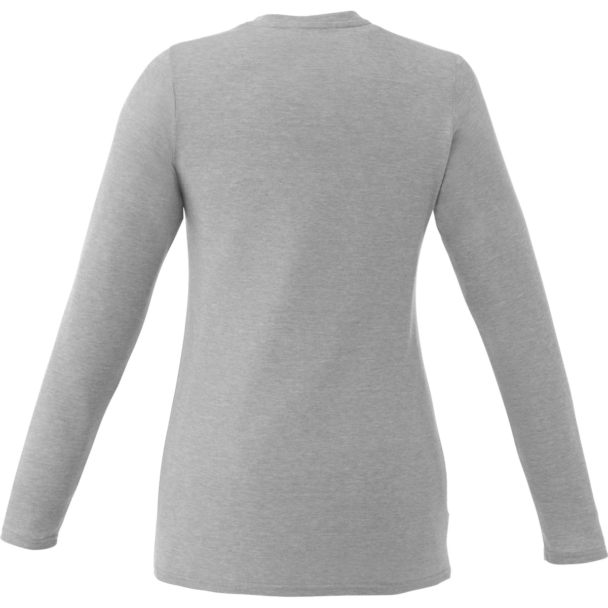 Holt Heathered Long Sleeve Crew Tee for Women Embroidery - Heather Grey - Back Flat