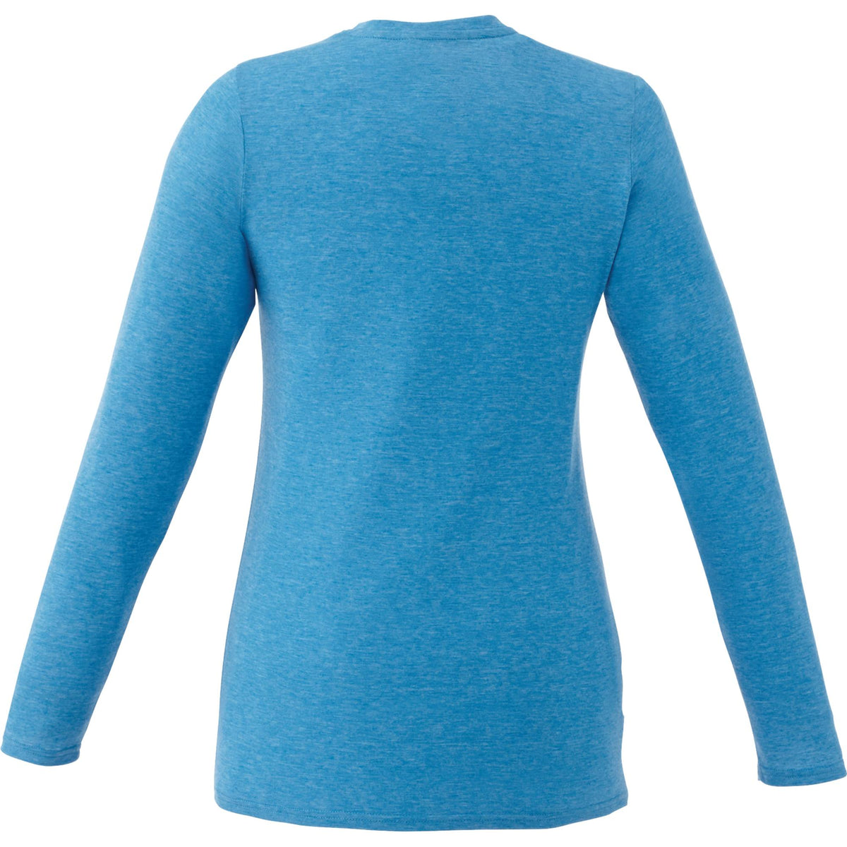 Holt Heathered Long Sleeve Crew Tee for Women Embroidery - Olympic Blue Heather - Back Flat