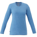 Holt Heathered Long Sleeve Crew Tee for Women Embroidery - Olympic Blue Heather - Front