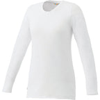 Holt Heathered Long Sleeve Crew Tee for Women Embroidery - White - Front Flat