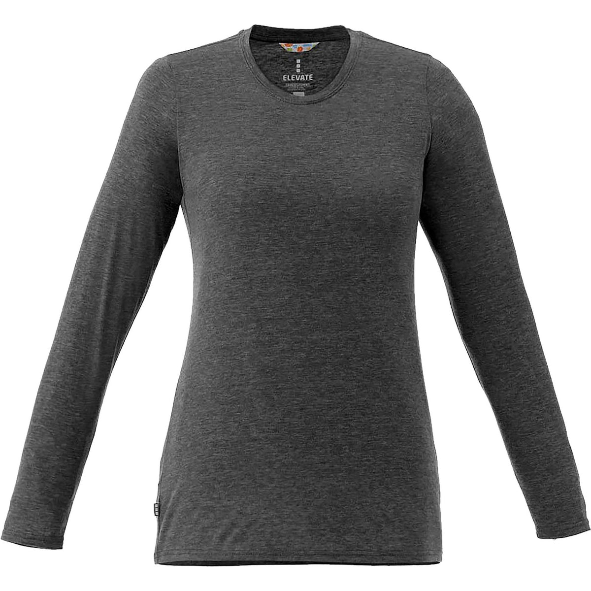 Holt Heathered Long Sleeve Crew Tee for Women Transfer - Heather Dark Charcoal - Front