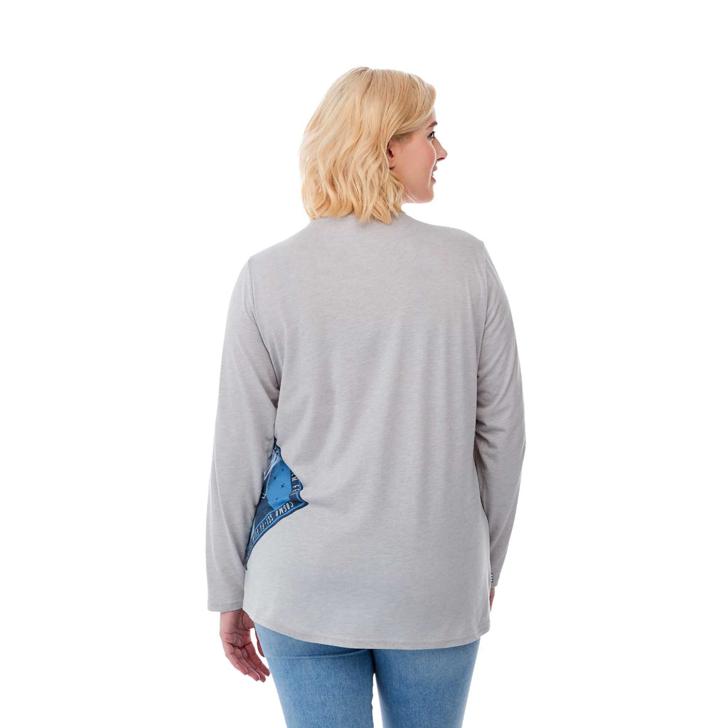 Holt Heathered Long Sleeve Crew Tee for Women Transfer - Heather Grey - Back On Model