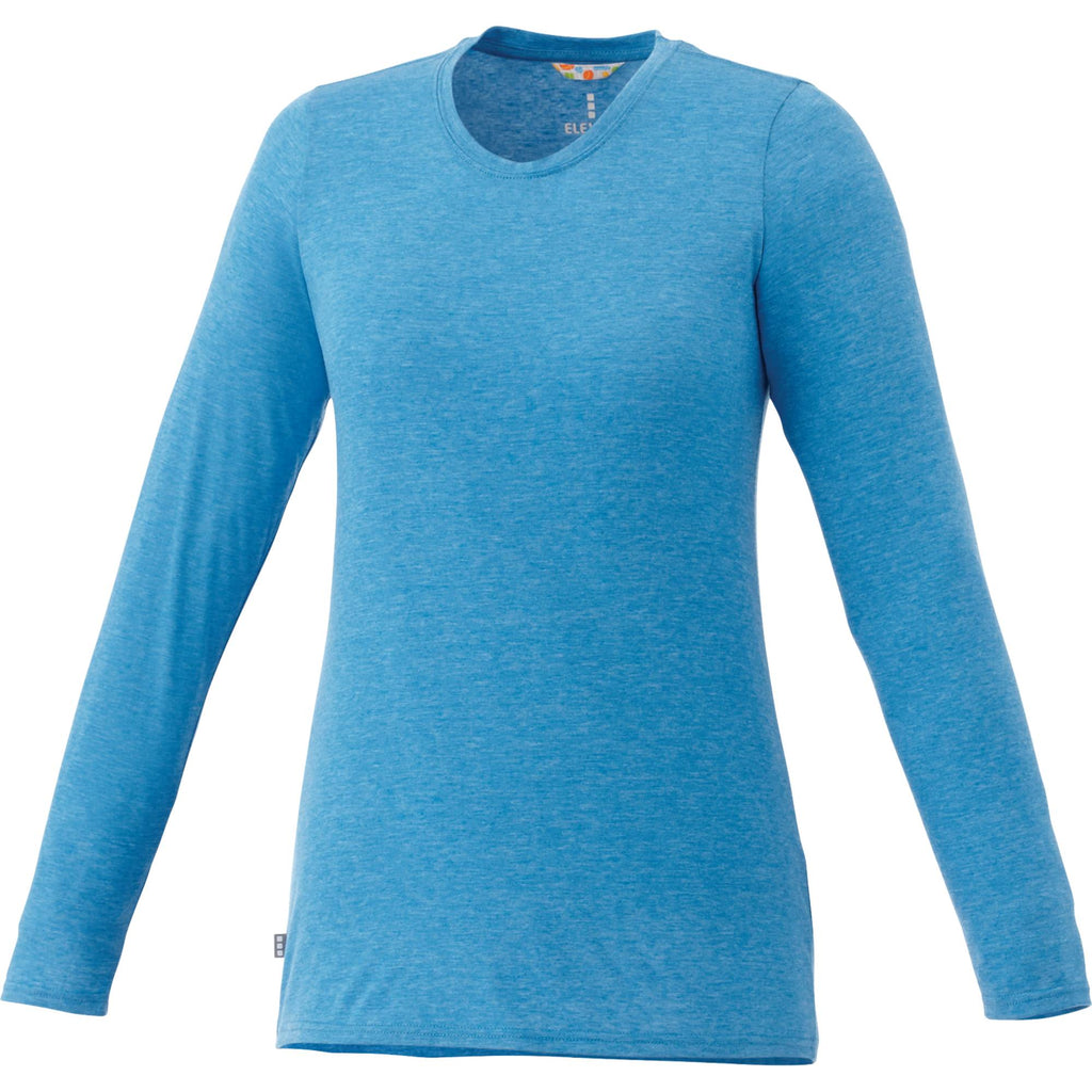 Holt Heathered Long Sleeve Crew Tee for Women Transfer - Olympic Blue Heather - Front Flat