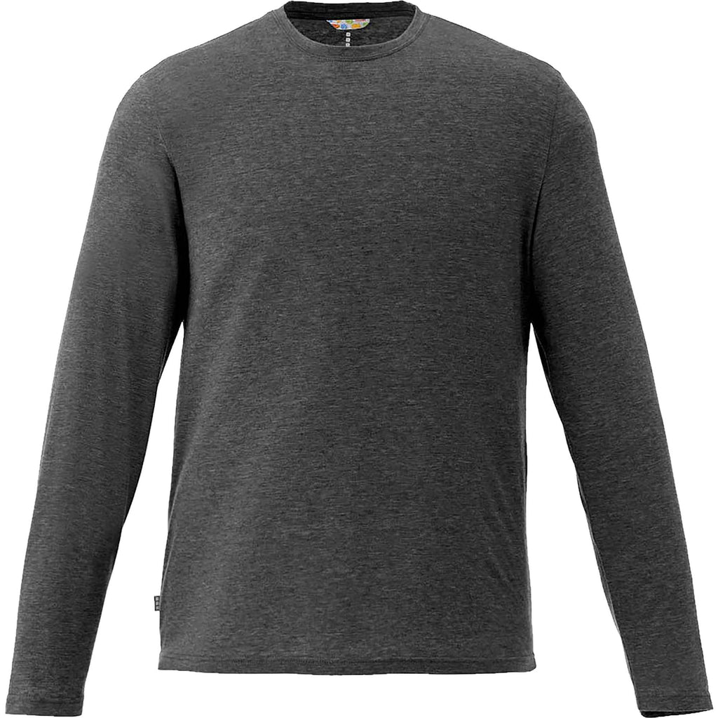 Holt Long Sleeve Crew Neck Tee for Men Sublimation - Heather Dark Charcoal - Front