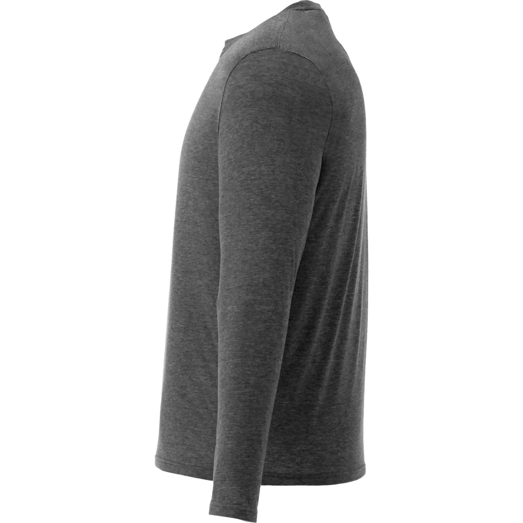 Holt Long Sleeve Crew Neck Tee for Men Sublimation - Heather Dark Charcoal - Left Side