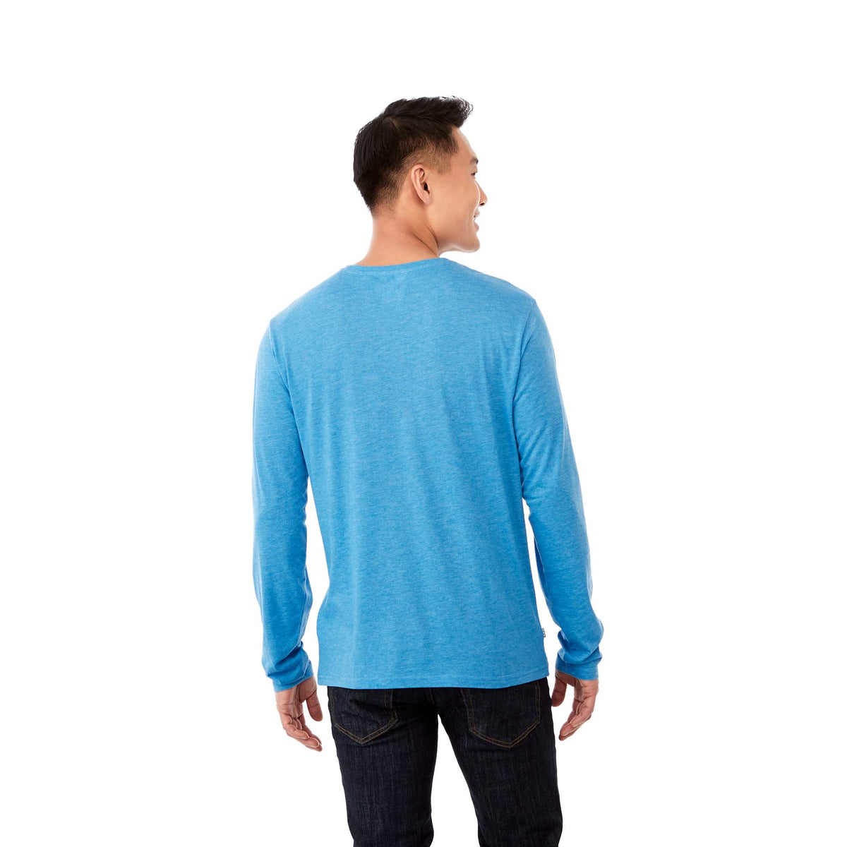 Holt Long Sleeve Crew Neck Tee for Men Sublimation - Olympic Blue Heather - Back On Model