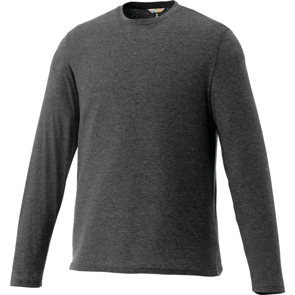Holt Long Sleeve Crew Neck Tee for Men Transfer - Heather Dark Charcoal - Front Flat