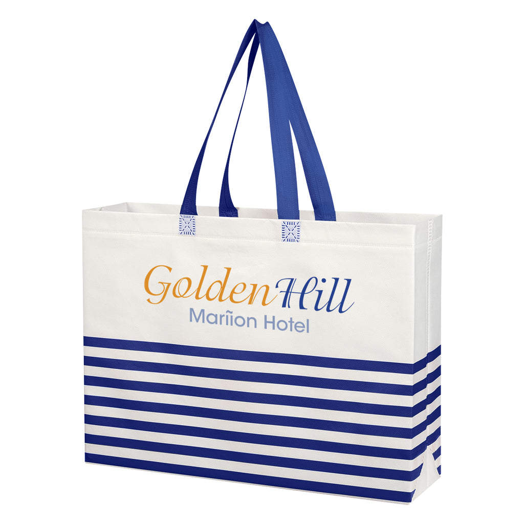 Horizontal Stripe Recycled Tote Bag, Non-Woven - Colorbrite