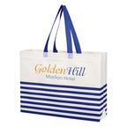 Horizontal Stripe Recycled Tote Bag, Non-Woven - Colorbrite