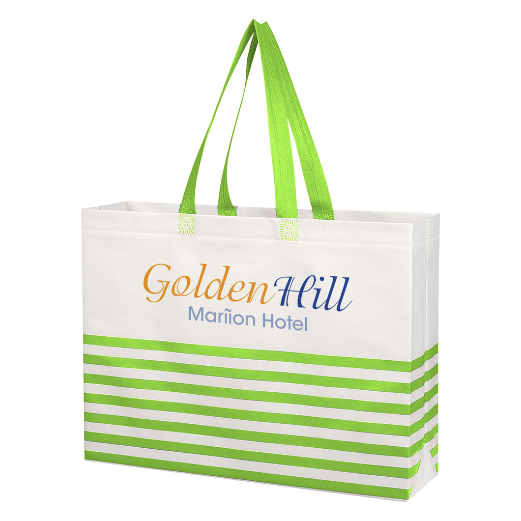 Horizontal Stripe Recycled Tote Bag, Non-Woven - Colorbrite
