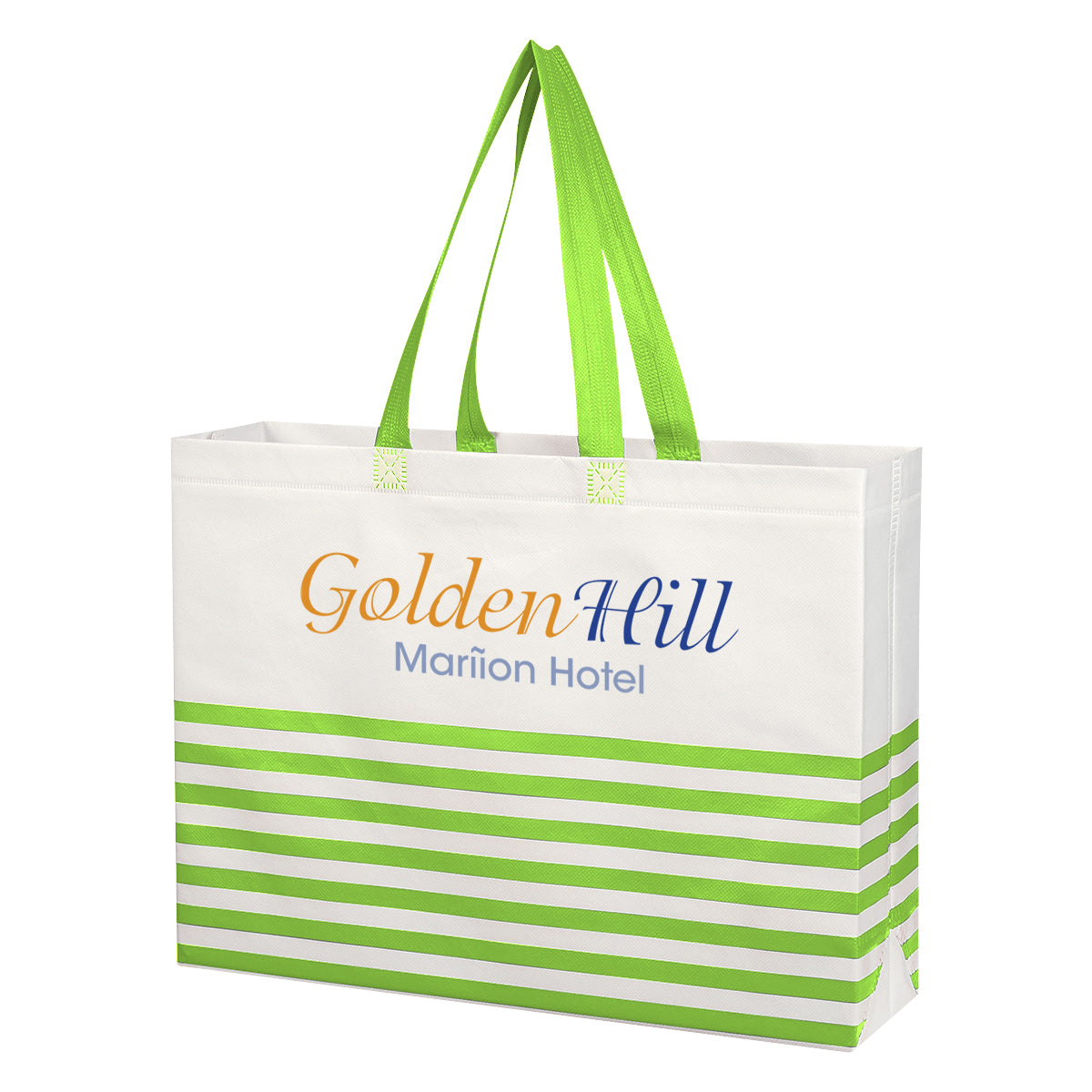Horizontal Stripe Recycled Tote Bag, Non-Woven - Colorbrite