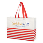 Horizontal Stripe Recycled Tote Bag, Non-Woven - Red - Colorbrite