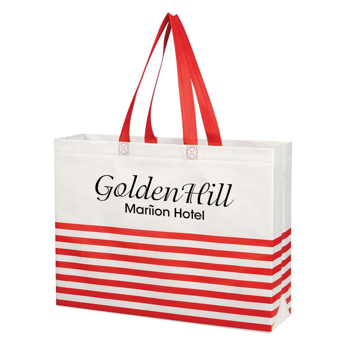 Horizontal Stripe Recycled Tote Bag, Non-Woven - Silk Screen