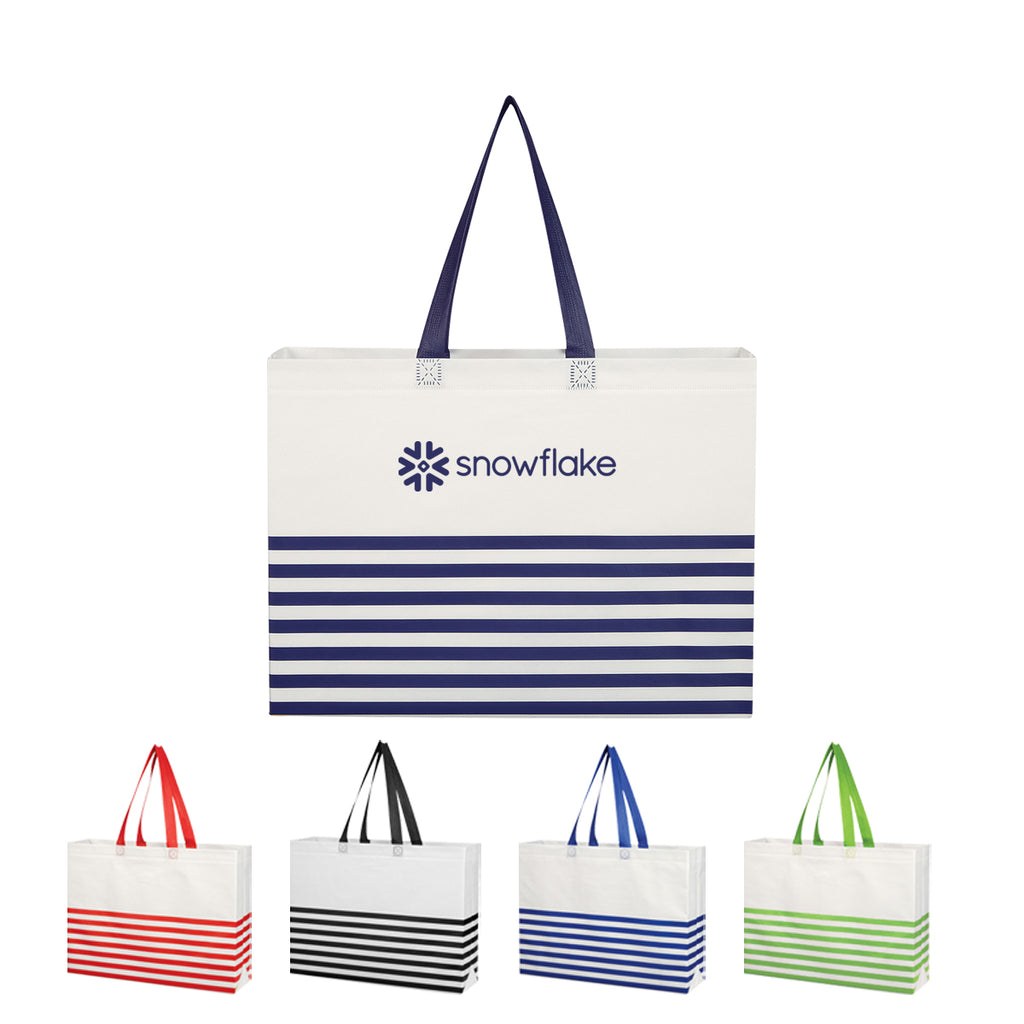 Horizontal Stripe Recycled Tote Bag, Non-Woven