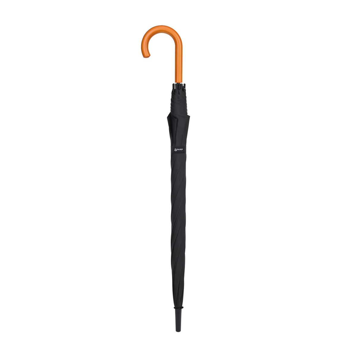Hospitality Umbrella with Curved Wooden Handle, 50 Inch Transfer - Black - View 3