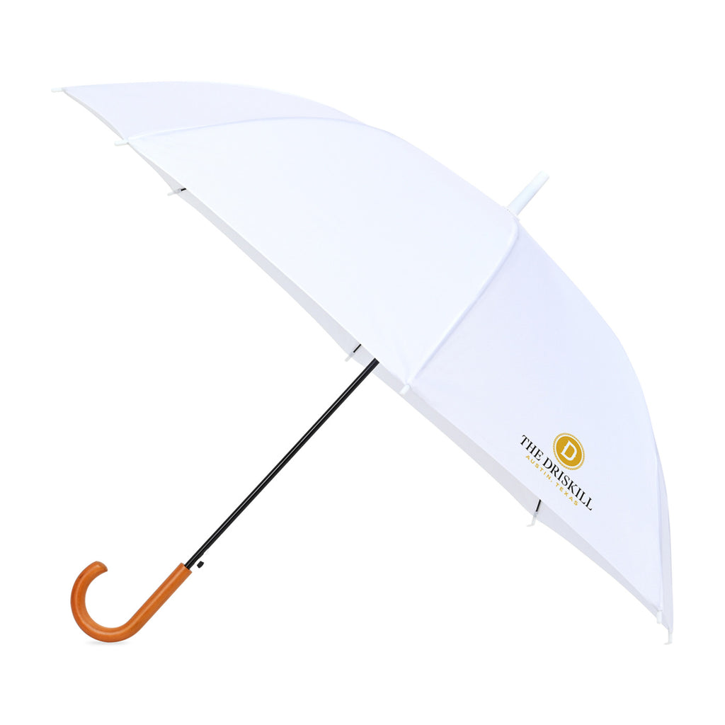 Hospitality Umbrella with Curved Wooden Handle, 50 Inch Transfer - White - View 1