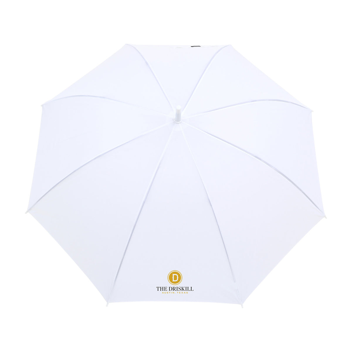 Hospitality Umbrella with Curved Wooden Handle, 50 Inch Transfer - White - View 2