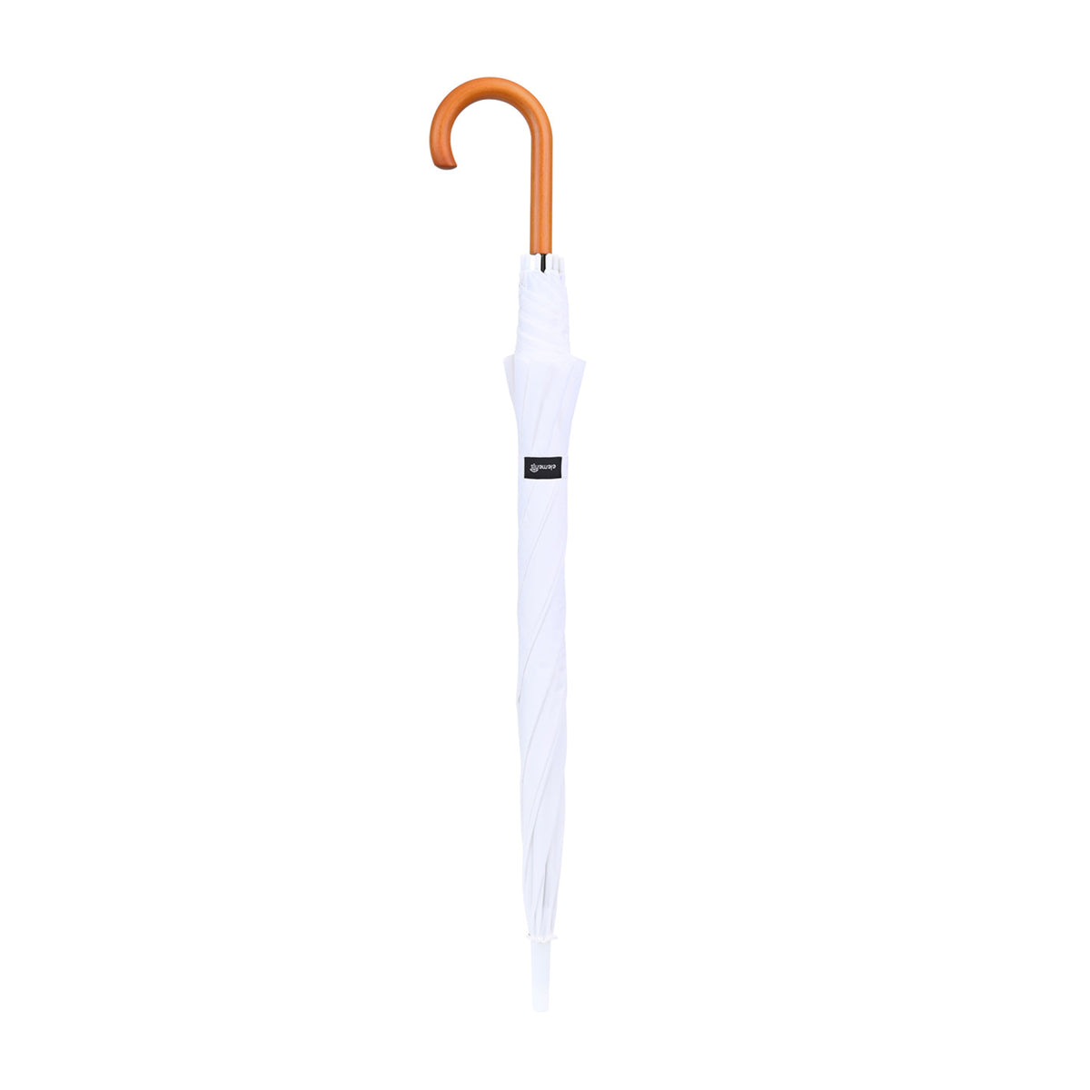 Hospitality Umbrella with Curved Wooden Handle, 50 Inch Transfer - White - View 3