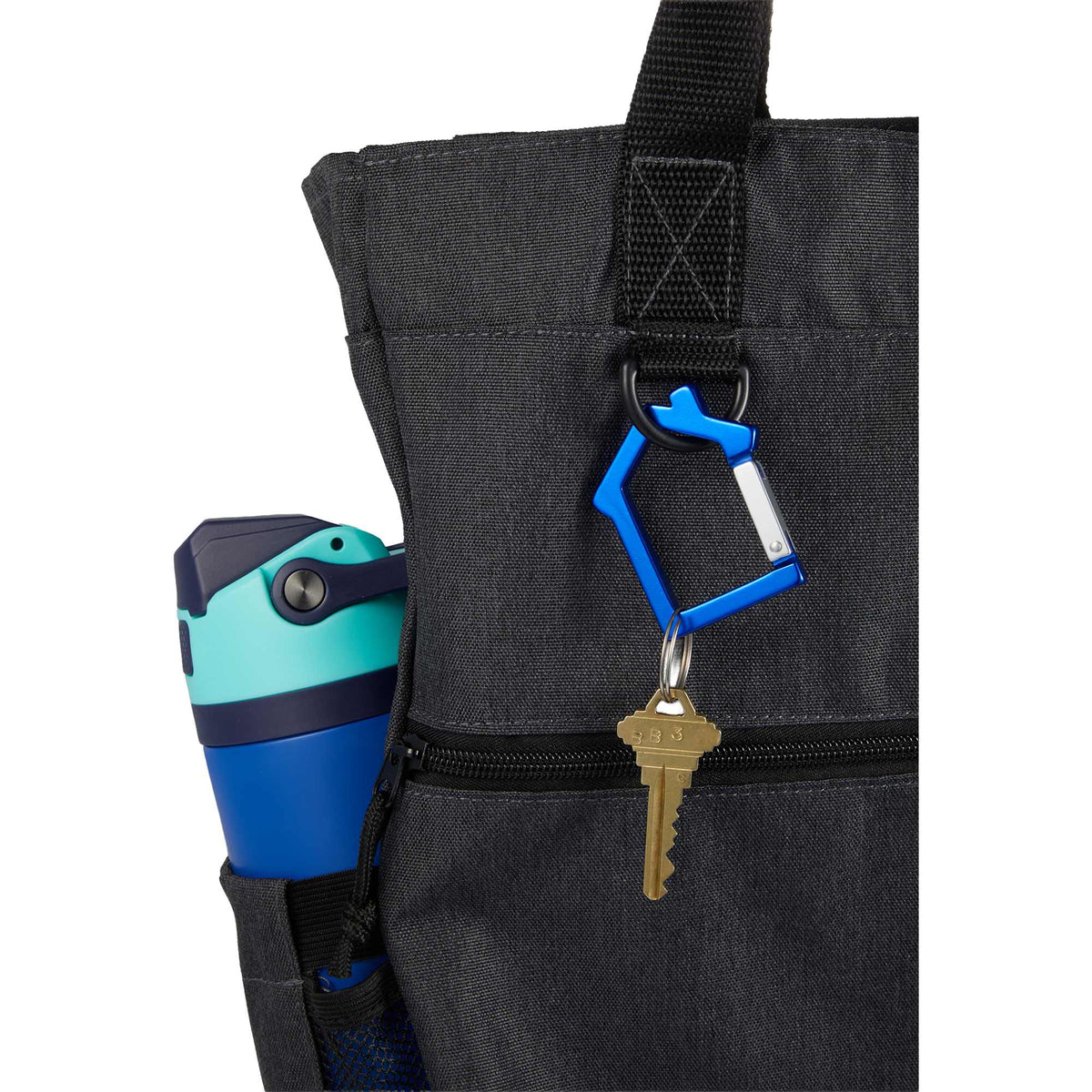 House Shaped Carabiner Keychain in Recycled Aluminum - Blue - Detail Bag