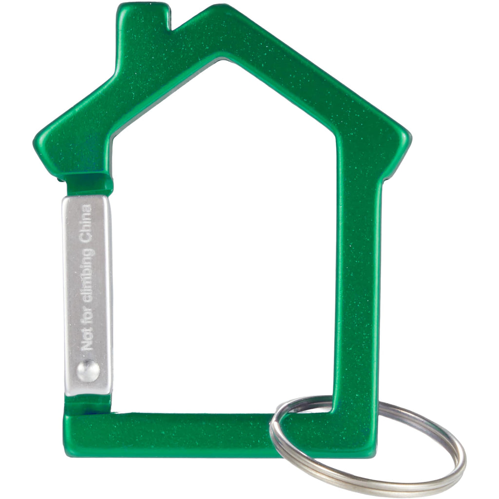 House Shaped Carabiner Keychain in Recycled Aluminum - Green - Back