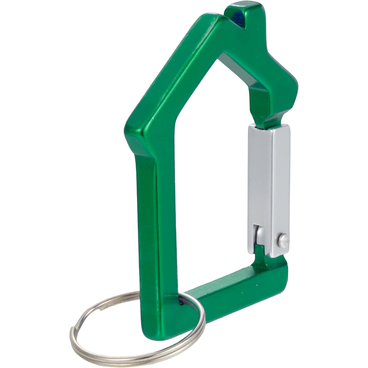 House Shaped Carabiner Keychain in Recycled Aluminum - Green - Right Angle