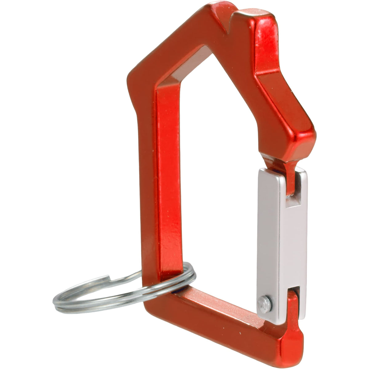 House Shaped Carabiner Keychain in Recycled Aluminum - Red - Left Angle