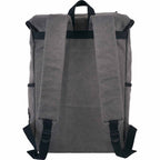 Hudson Canvas Laptop Backpack with Gingham Lining, 15.6 Inch - Gray - Back
