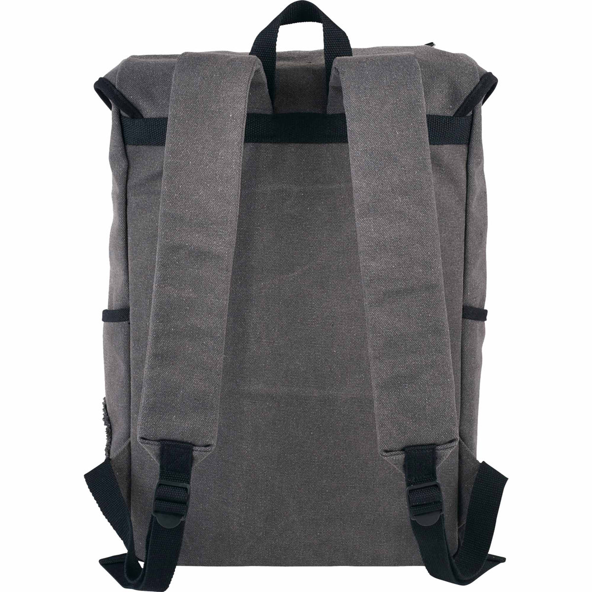 Hudson Canvas Laptop Backpack with Gingham Lining, 15.6 Inch - Gray - Back