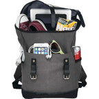 Hudson Canvas Laptop Backpack with Gingham Lining, 15.6 Inch - Gray - Front 2