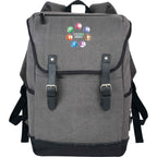 Hudson Canvas Laptop Backpack with Gingham Lining, 15.6 Inch - Gray - Front