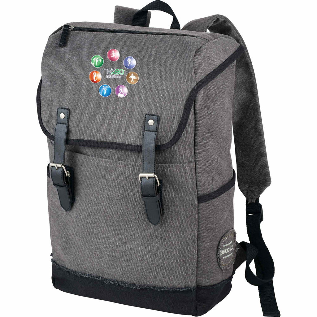 Hudson Canvas Laptop Backpack with Gingham Lining, 15.6 Inch - Gray - Photo 2