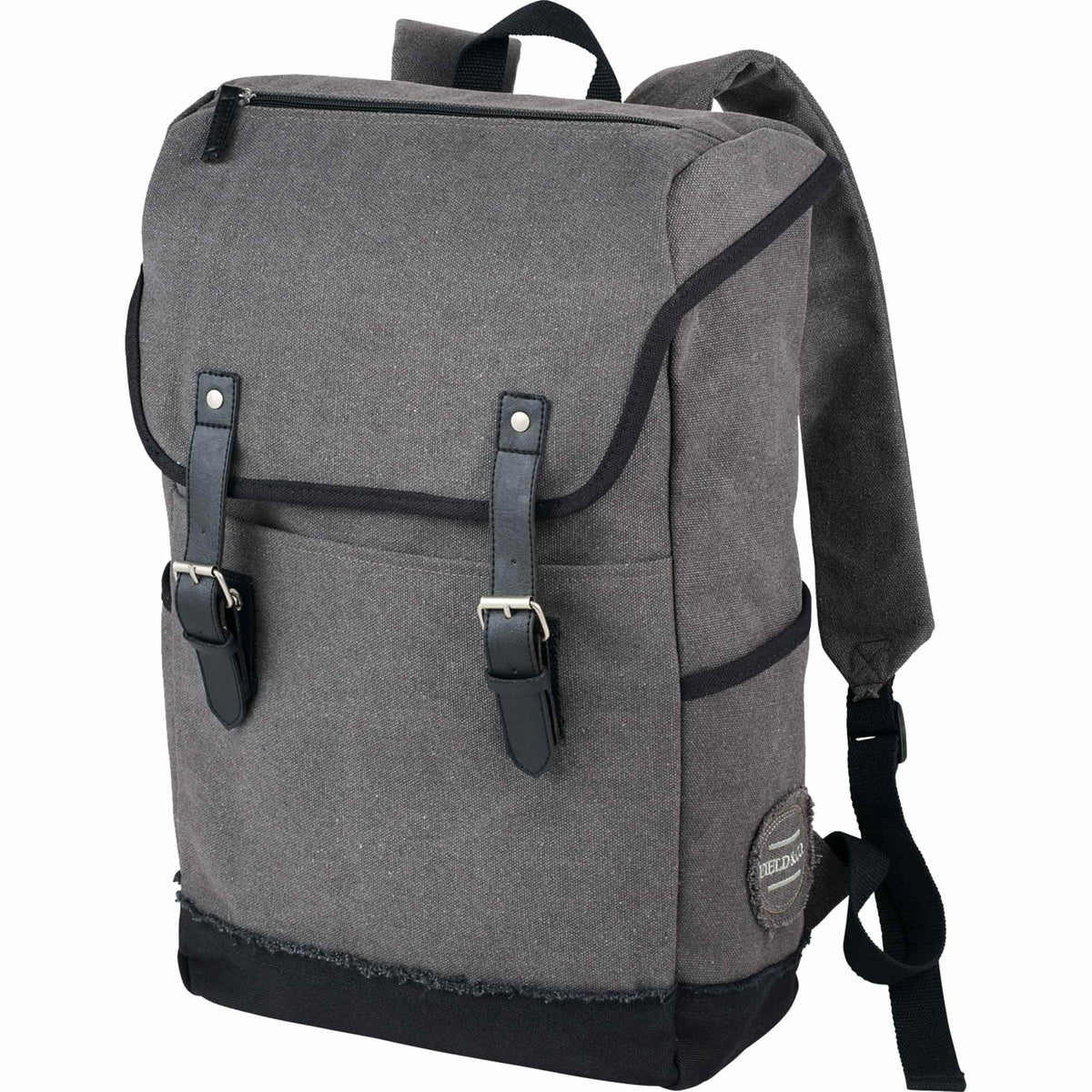 Hudson Canvas Laptop Backpack with Gingham Lining, 15.6 Inch - Gray - Photo 7