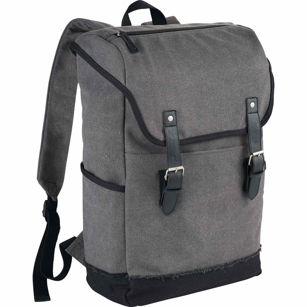Hudson Canvas Laptop Backpack with Gingham Lining, 15.6 Inch - Gray - Photo 8
