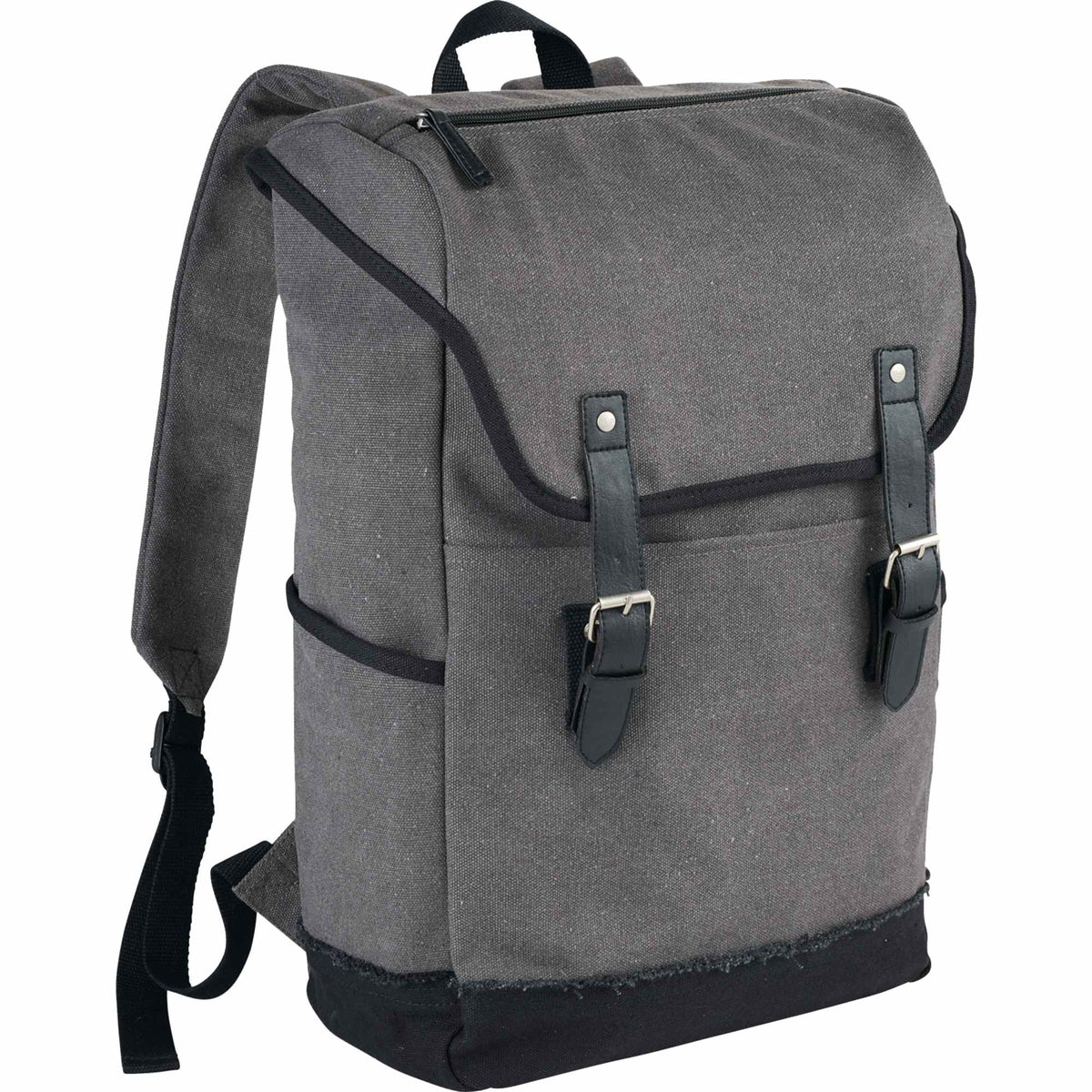 Hudson Canvas Laptop Backpack with Gingham Lining, 15.6 Inch Transfer - Gray - Photo 8