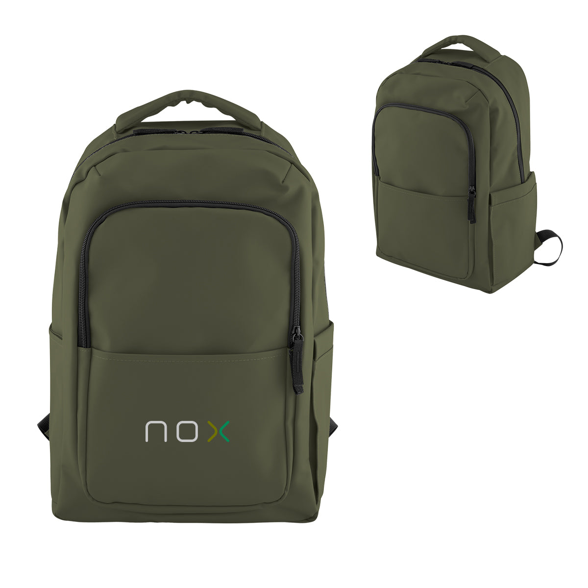 Hudson Laptop Backpack in Leatherette - Olive - Colorbrite