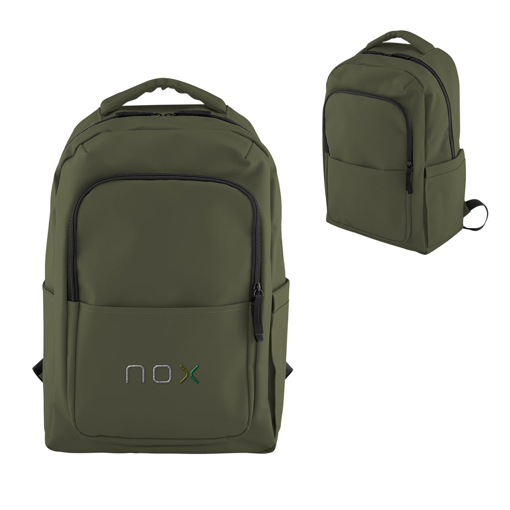Hudson Laptop Backpack in Leatherette - Olive - Embroidery