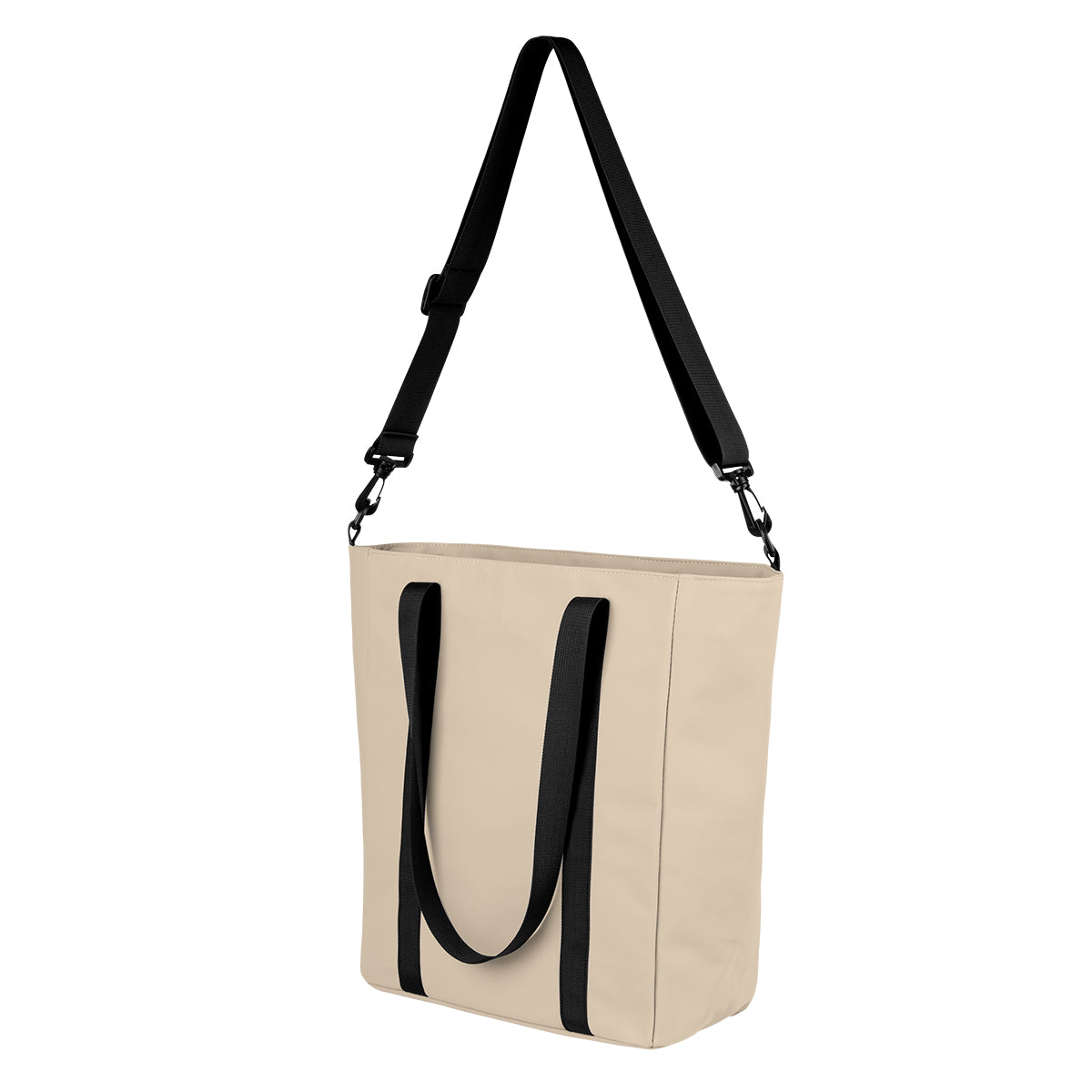 Hudson Leatherette Computer Tote Bag, Recycled PET - Beige - Straps