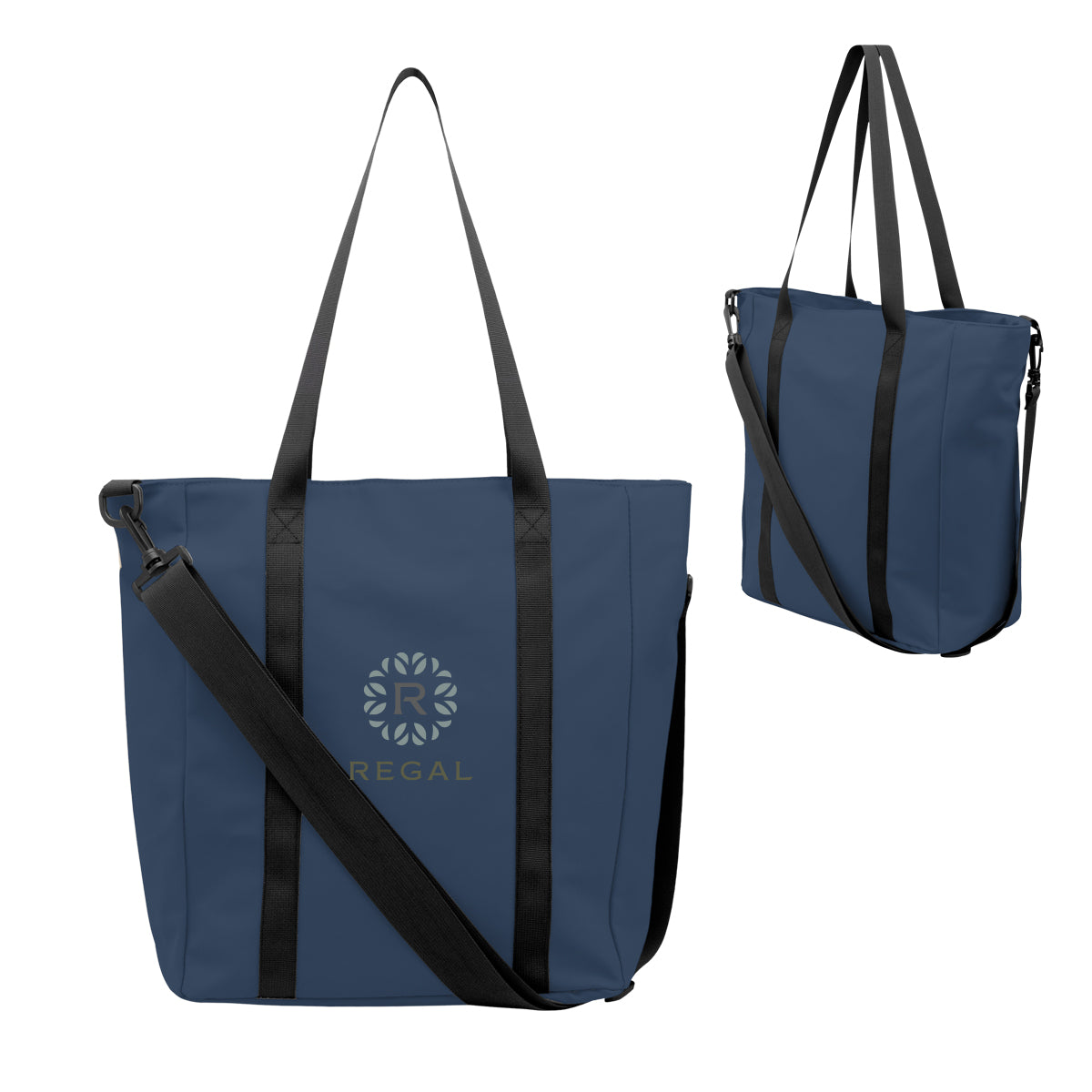 Hudson Leatherette Computer Tote Bag, Recycled PET - Navy - Colorbrite