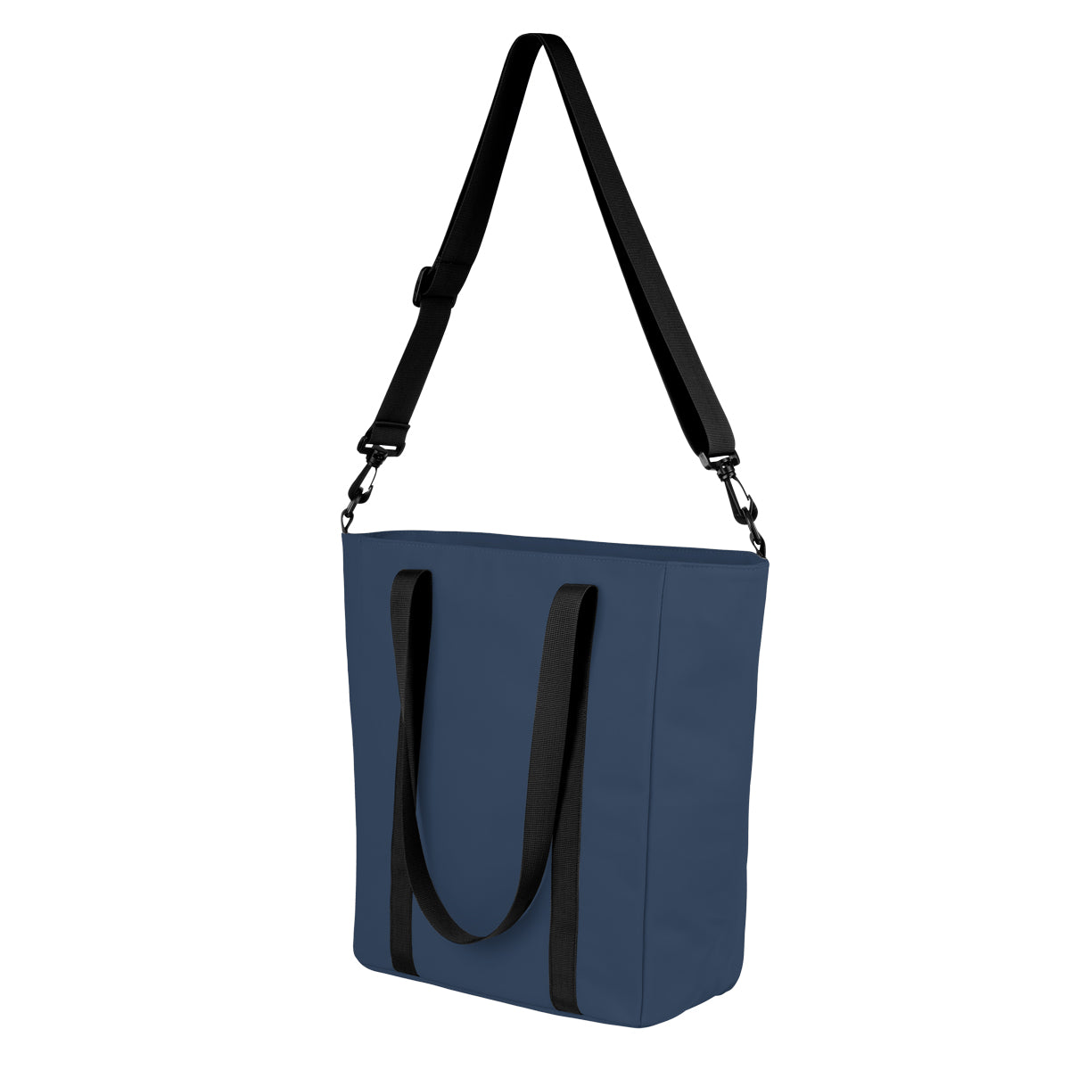 Hudson Leatherette Computer Tote Bag, Recycled PET - Navy - Straps