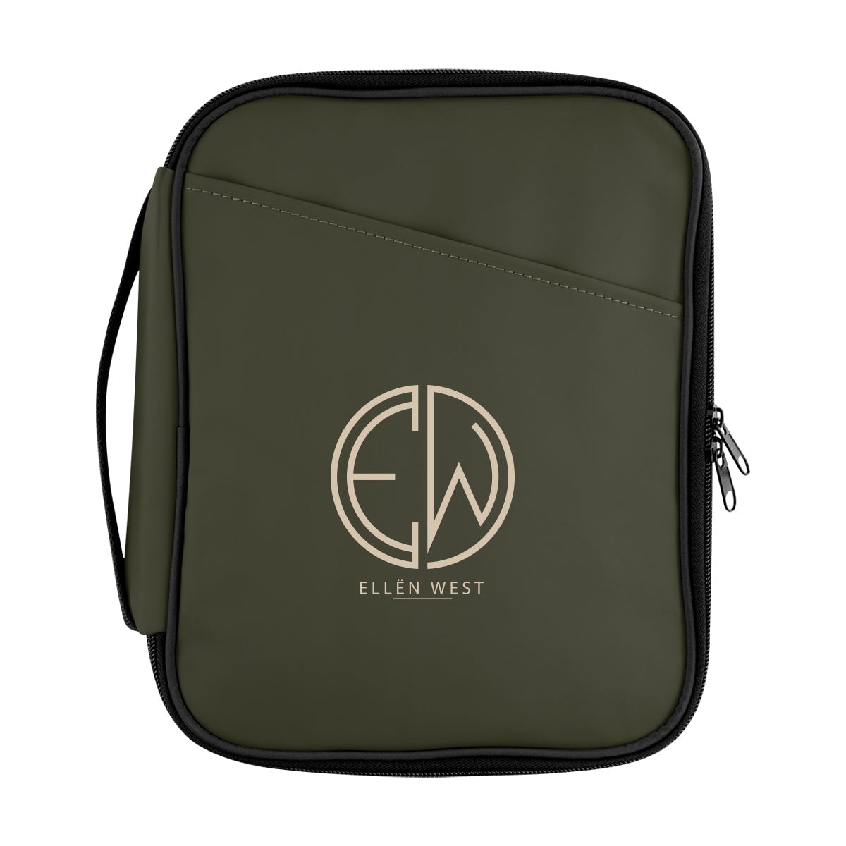 Hudson Leatherette Tech Organizer - Olive - Silk Screen