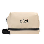 Hudson Leatherette Toiletry Bag - Beige - Embroidery