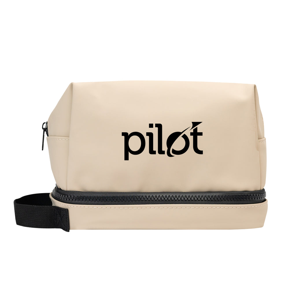 Hudson Leatherette Toiletry Bag - Beige - Silk Screen