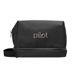 Hudson Leatherette Toiletry Bag - Black - Embroidery