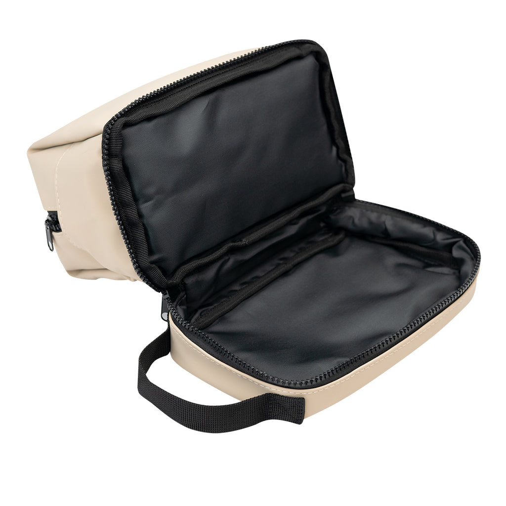 Hudson Leatherette Toiletry Bag Embroidery - Beige - Bottom
